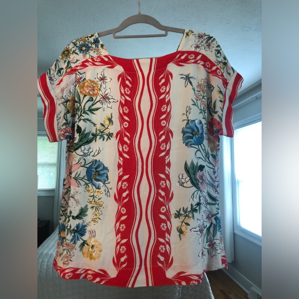 Maeve Anthropology Red and White Floral Tunic